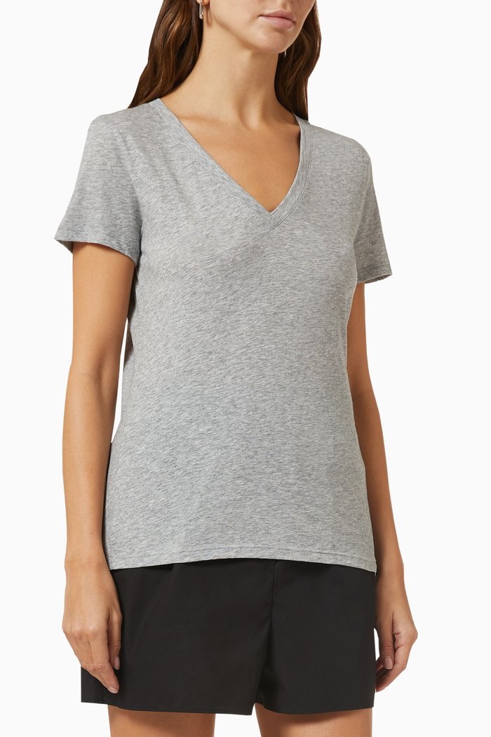 Essential V-neck T-shirt in Pima Cotton, Grey