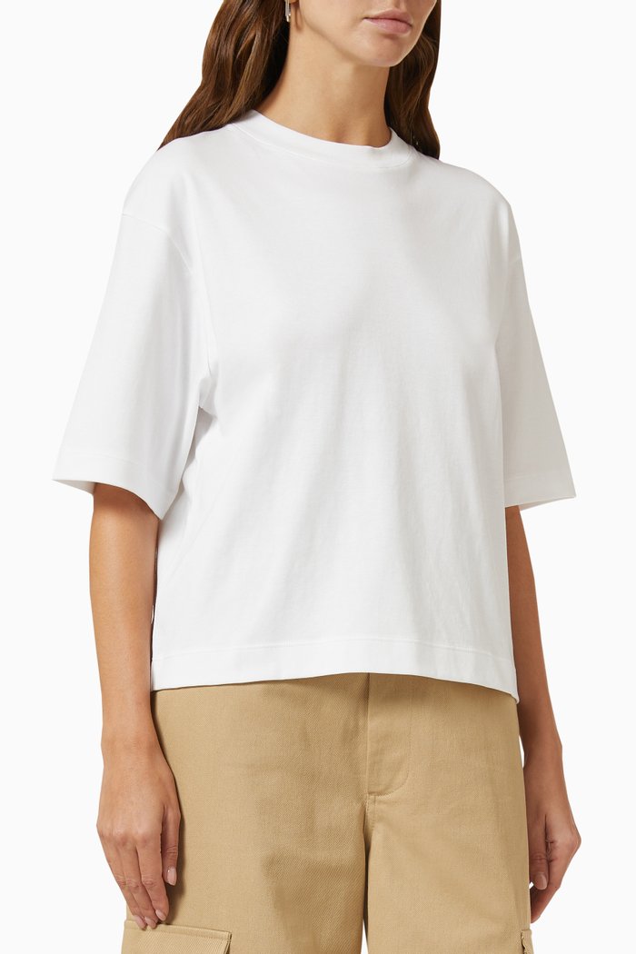 

Wide-sleeve Crop T-shirt in Pima Cotton, White