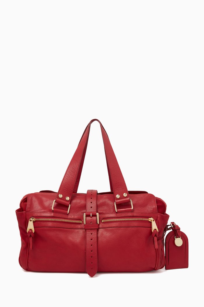 

Mabel Satchel Bag in Leather, Red