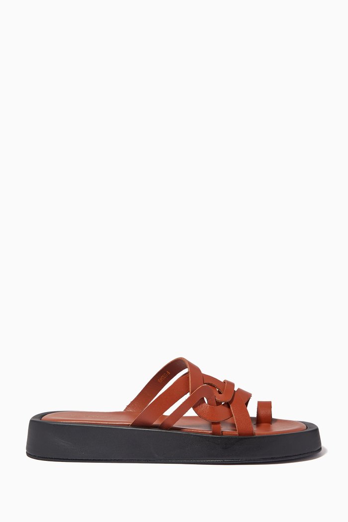 

Cool Flatform Sandals in Leather, Brown