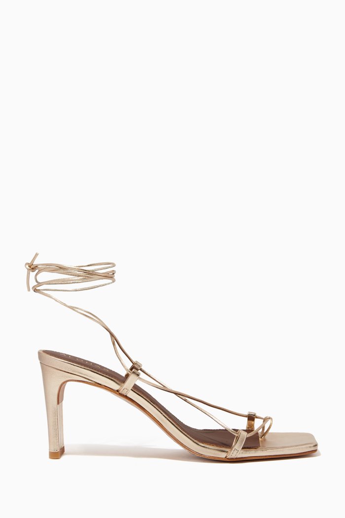 

Lace up Sandals in Leather, Gold