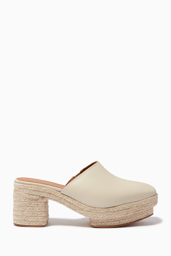 

Pico 85 Espadrille Clogs in Leather, Neutral