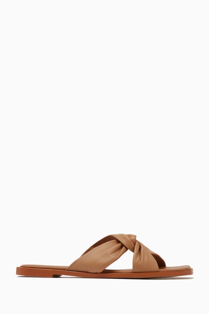 

Nomad Criss-cross Slide Sandals in Leather, Brown