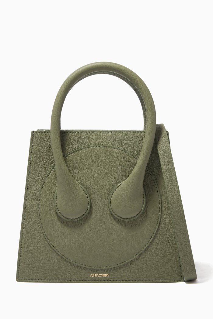 

Mini Cake Tote Bag in Leather, Brown