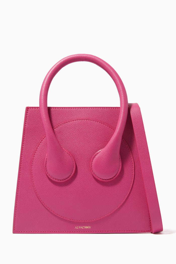 Mini Cake Tote Bag in Leather, Pink