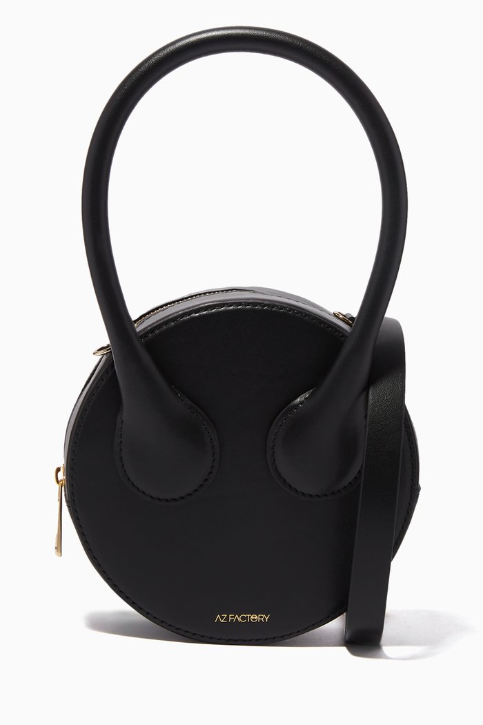 

x Ester Manas Round Cake Bag in Recycled Leather, Black