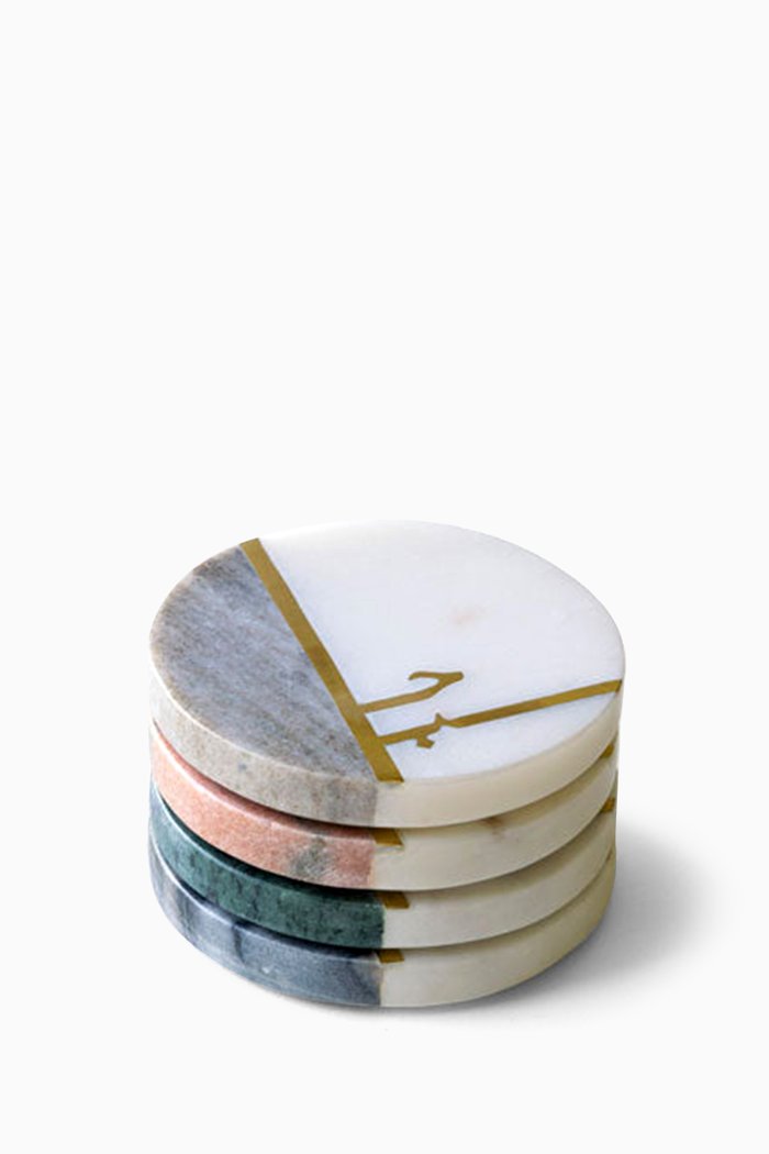 

Moments Marble Coasters, Set of 4, White