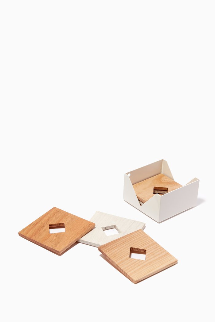 

Nuqat Coasters in Wood, Set of 6, Multicolour