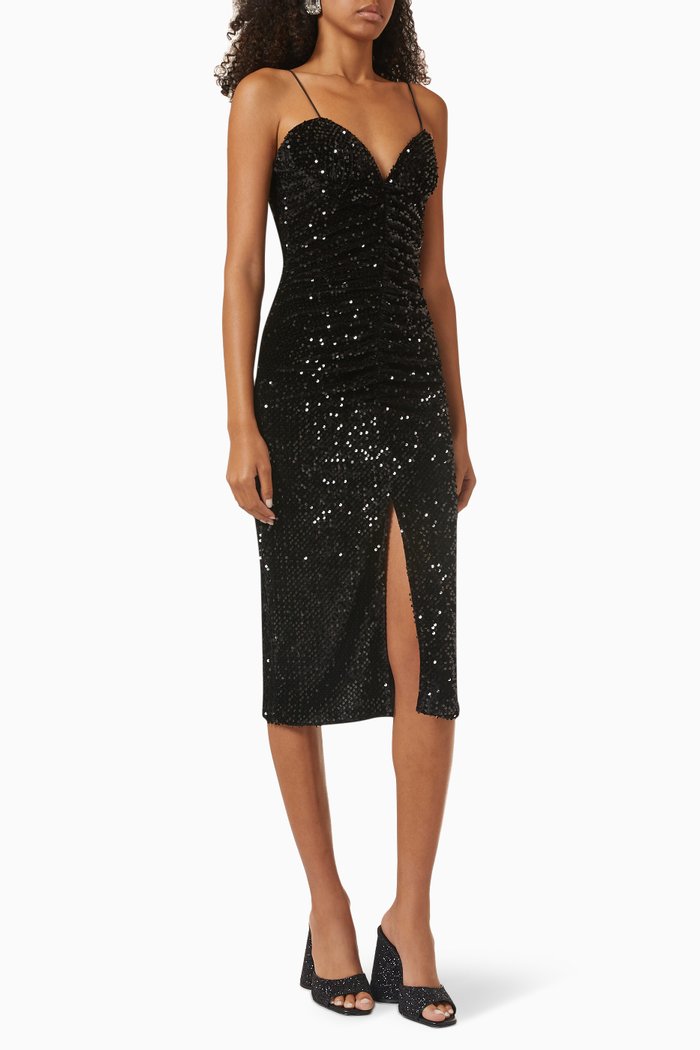 

Bobby Midi Dress in Sequin, Black