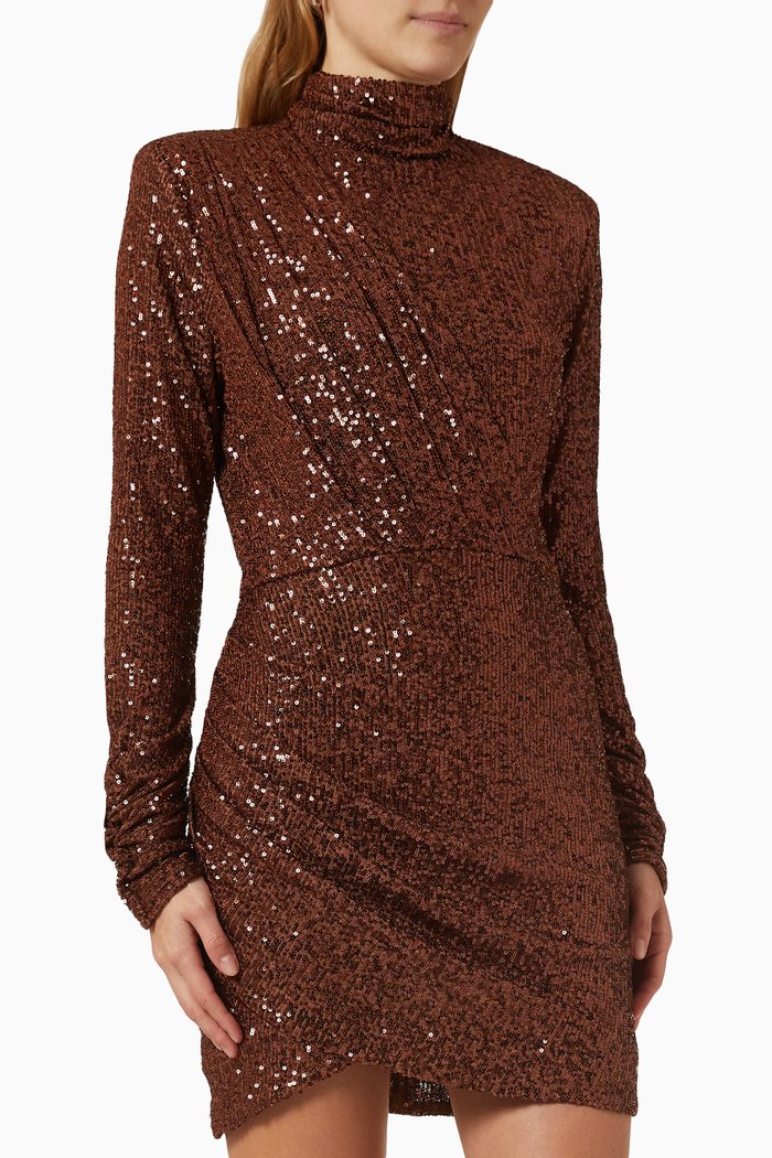 

Jane Mini Dress in Sequin, Brown