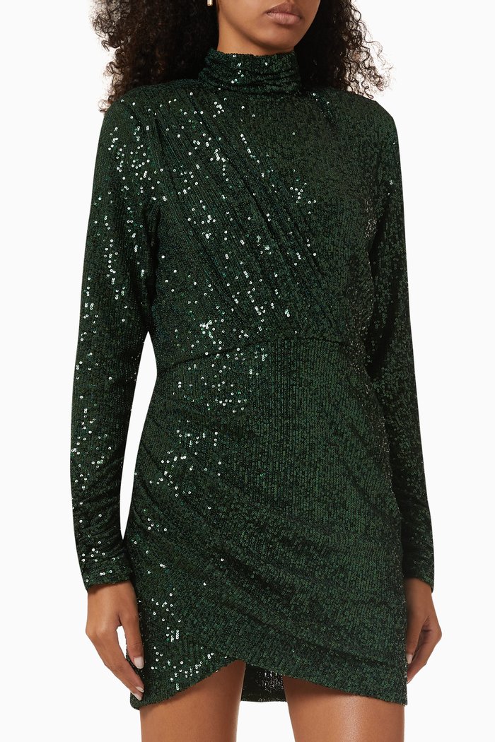 

Jane Mini Dress in Sequin, Green