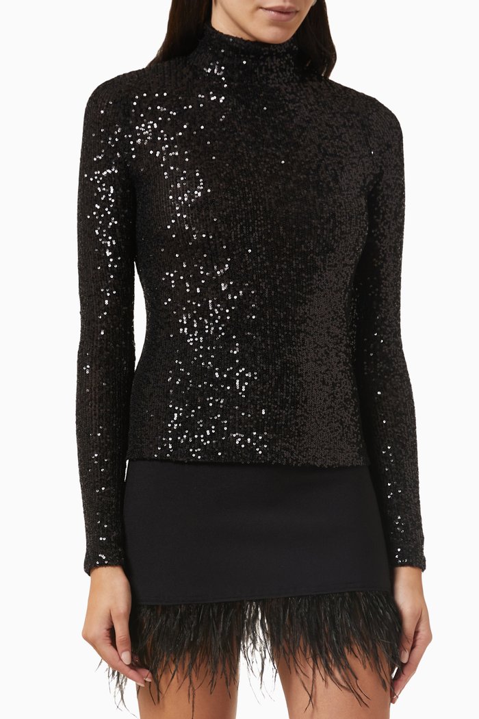

Tivia Top in Sequin Rib-knit, Black