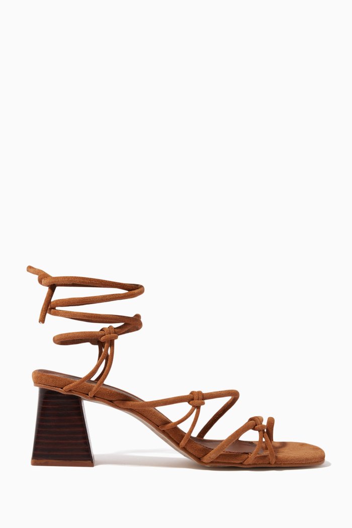 

Goldie Wrap-around Heel Sandals in Suede, Brown