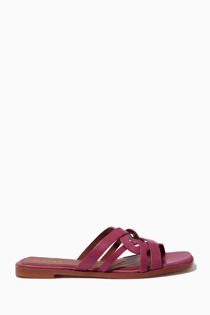 

Pad Slip-on Flat Sandals in Leather, Pink