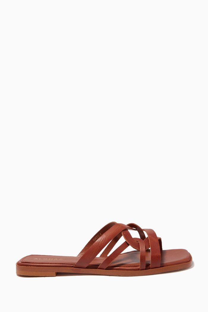 

Pad Slip-on Flat Sandals in Leather, Brown