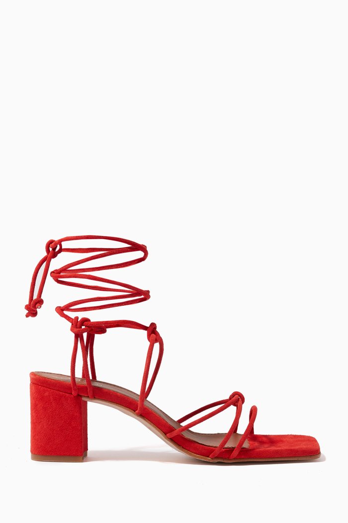 

Paloma Wrap-around Heel Sandals in Suede, Orange
