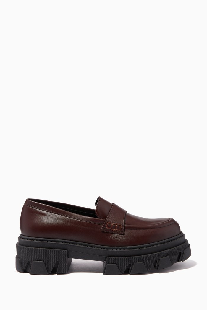 

Trailblazer Chunky Loafers in Leather, Brown