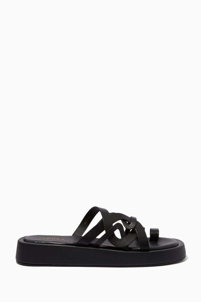 

Cool Flatform Sandals in Leather, Black