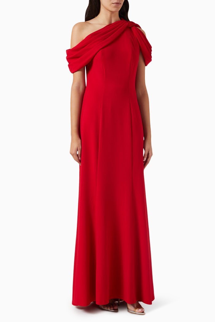 

Copley One-shoulder Draped Gown in Crepe, Red