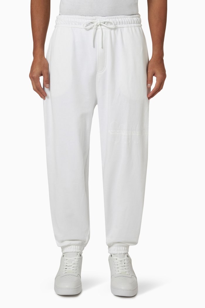 Disrupted Lacquer Logo Pants in Cotton, White