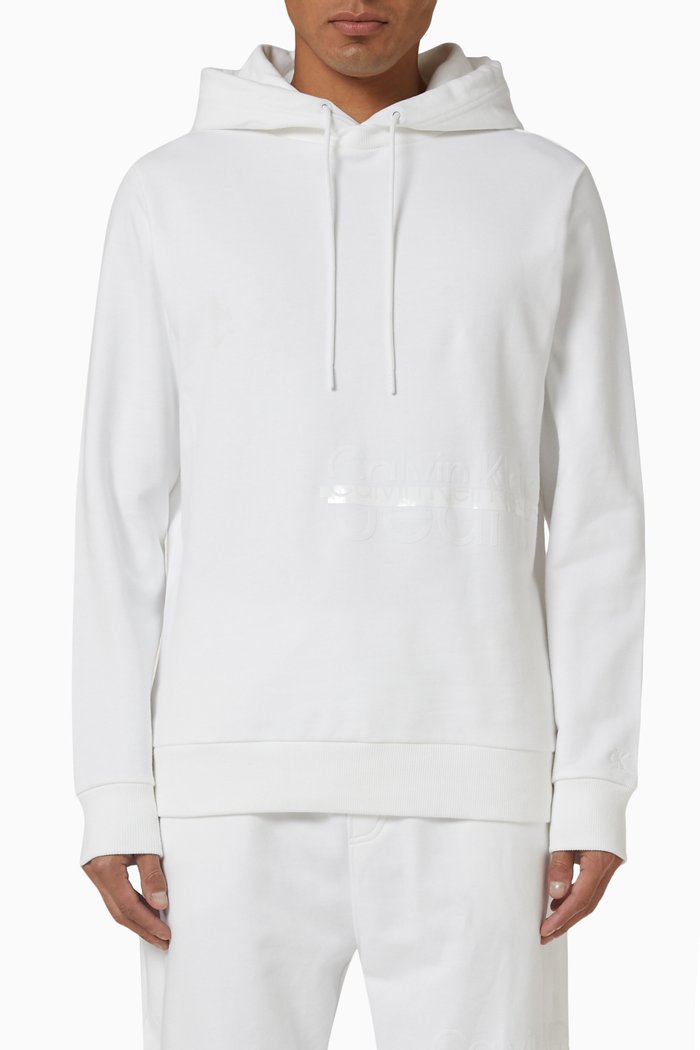

Disrupted Lacquer Logo Hoodie in Cotton, White