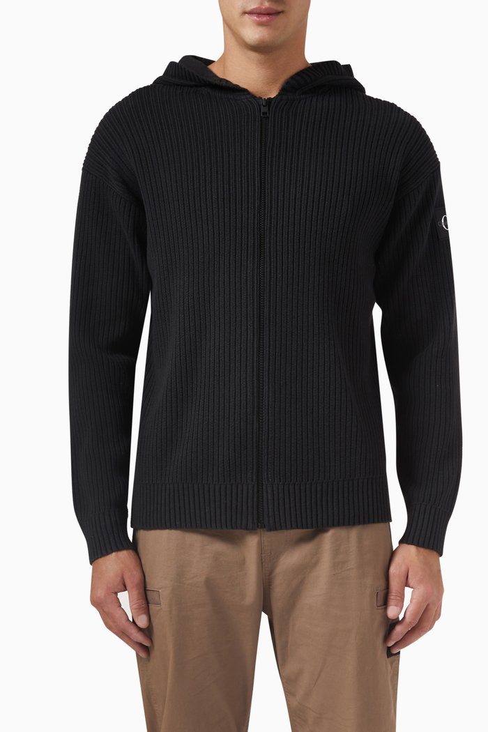 

Zip-Up Hoodie in Cotton, Black