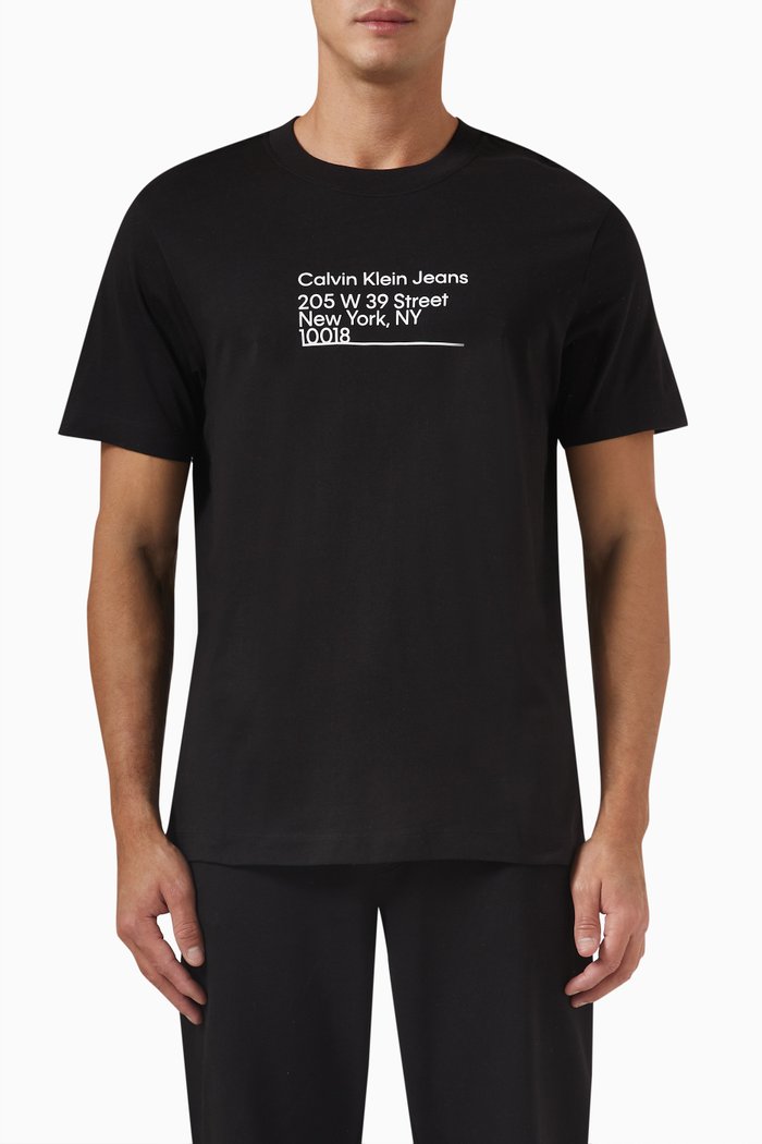 

Address Logo Print T-shirt in Cotton Jersey, Black