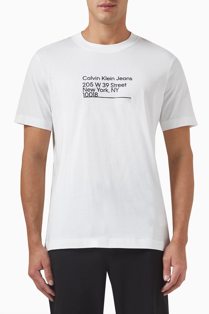 Address Logo Print T-shirt in Cotton Jersey, White