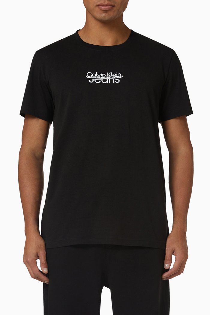

Small Disrupted Lacquer Logo T-shirt in Cotton Jersey, Black