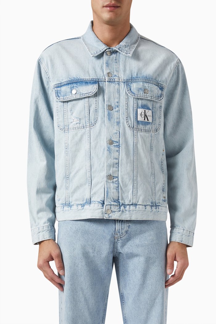

90's Fit Denim Jacket in Organic Cotton, Blue