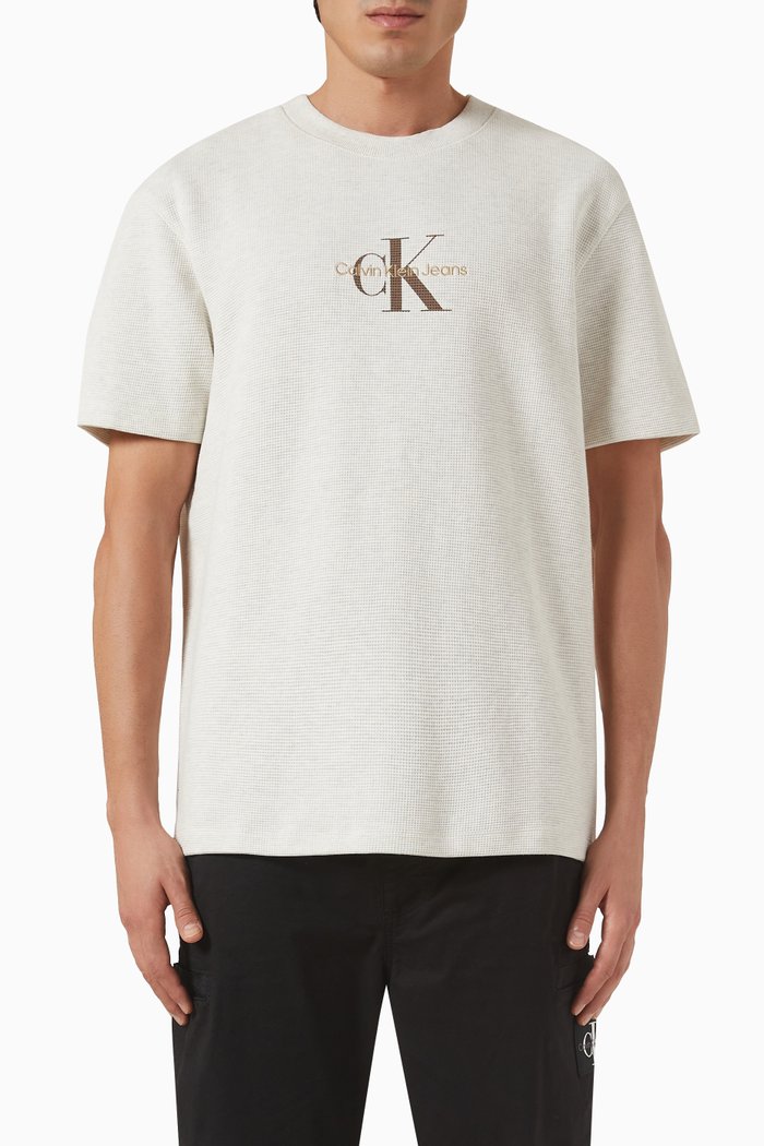 

Monologo T-shirt in Waffle Knit, Grey