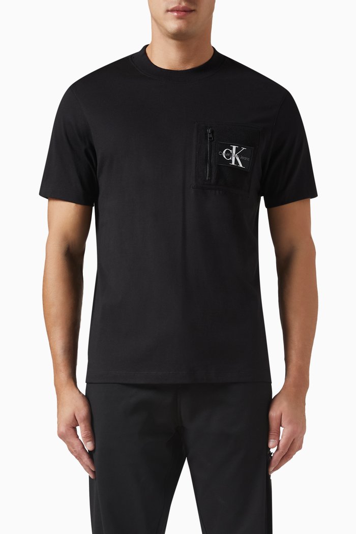 

Monologo Pocket T-shirt in Cotton Fleece, Black