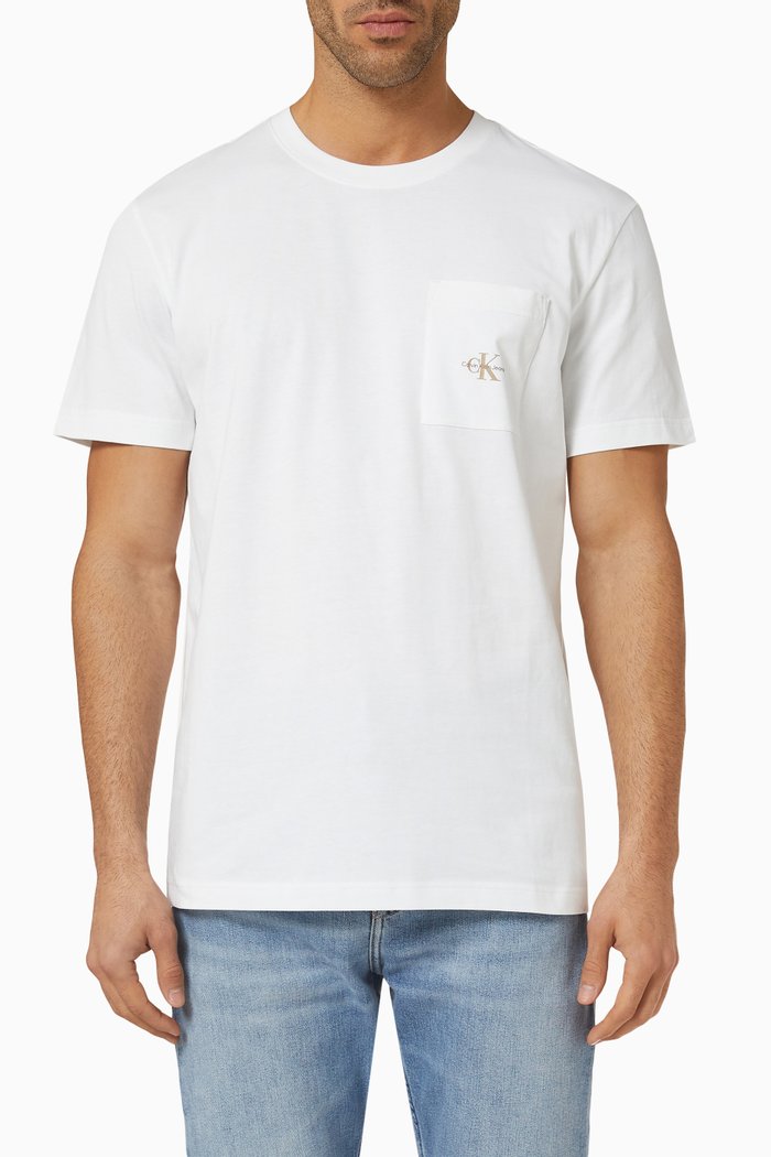 

Micro Monologo Pocket T-shirt in Cotton, White