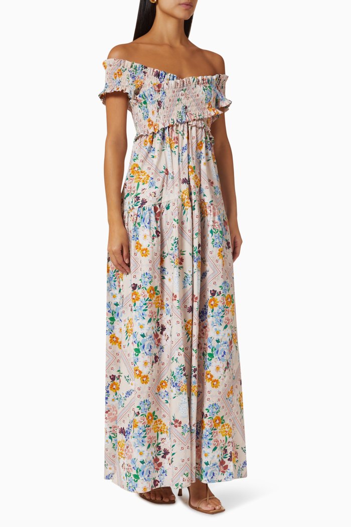 

Frederic Floral Maxi Dress in Cotton, Multicolour
