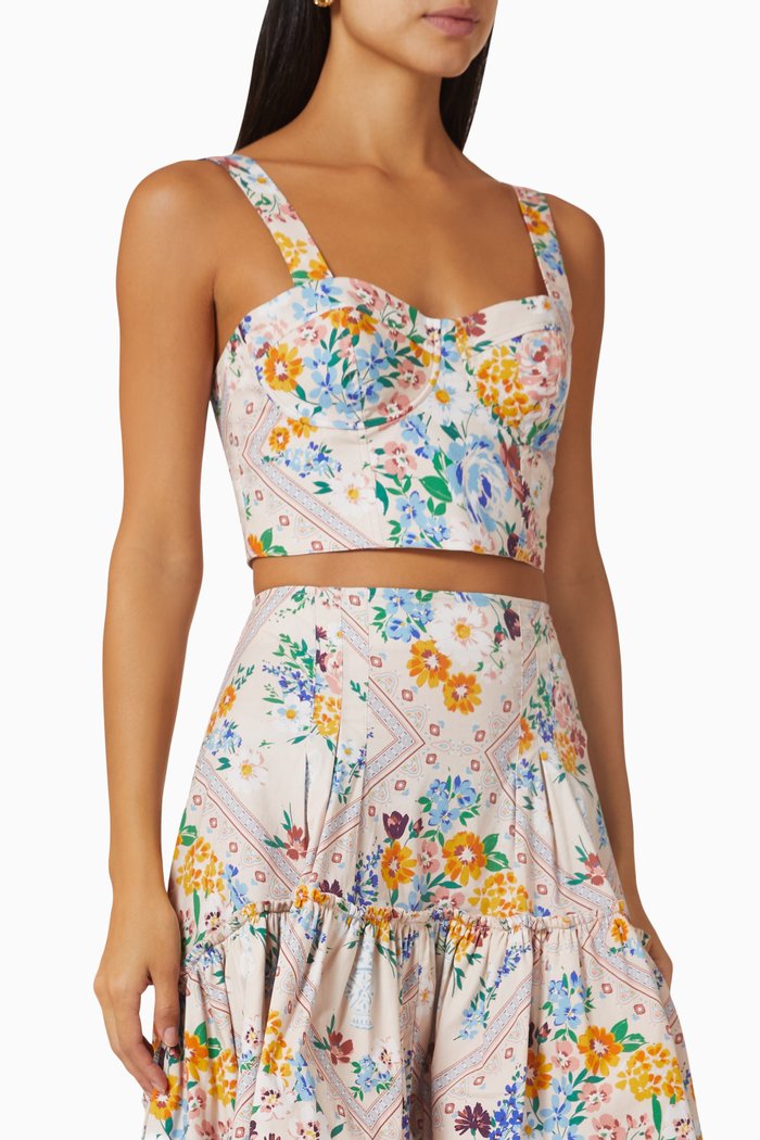 

Pamela Floral Crop Top in Cotton, Multicolour