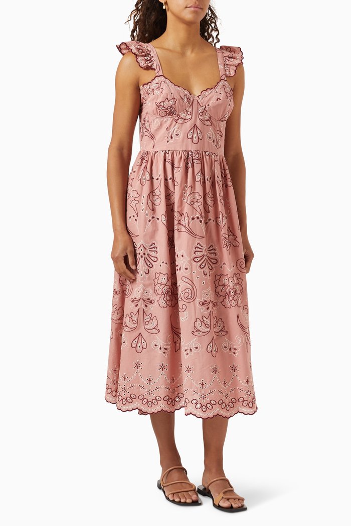 

Franco Midi Dress in Cotton, Pink