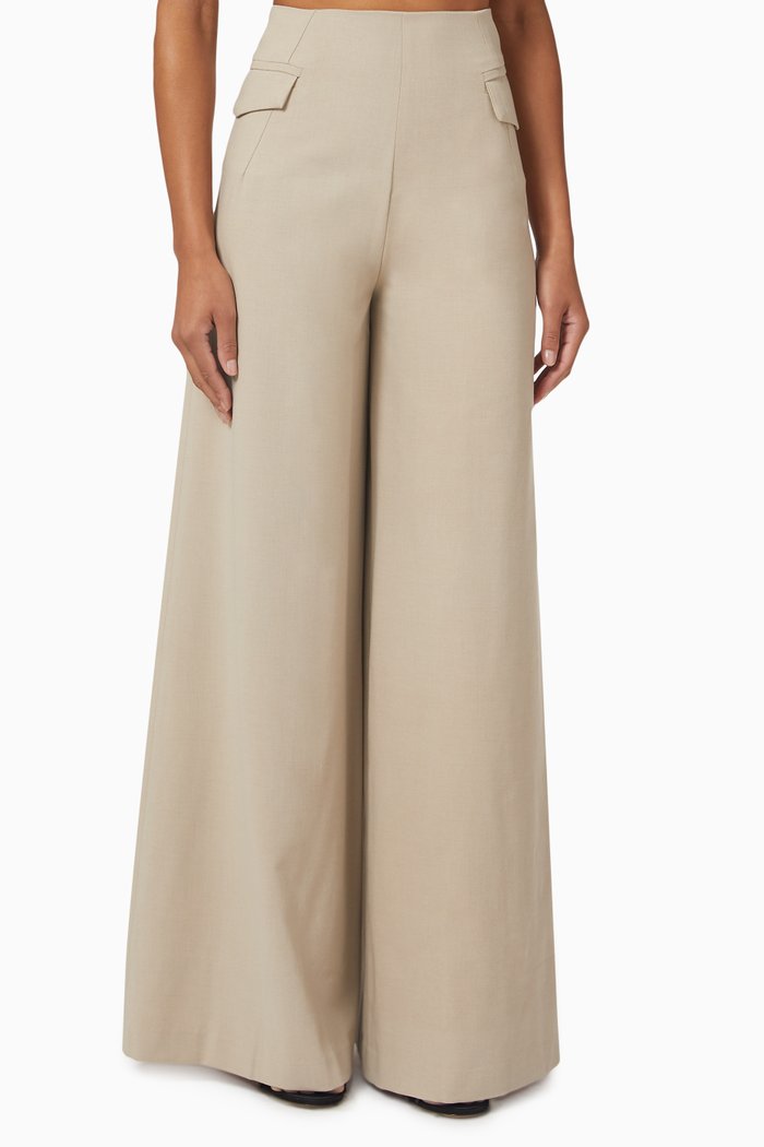 

Angled-back Wide-leg Pants in Knit, Neutral
