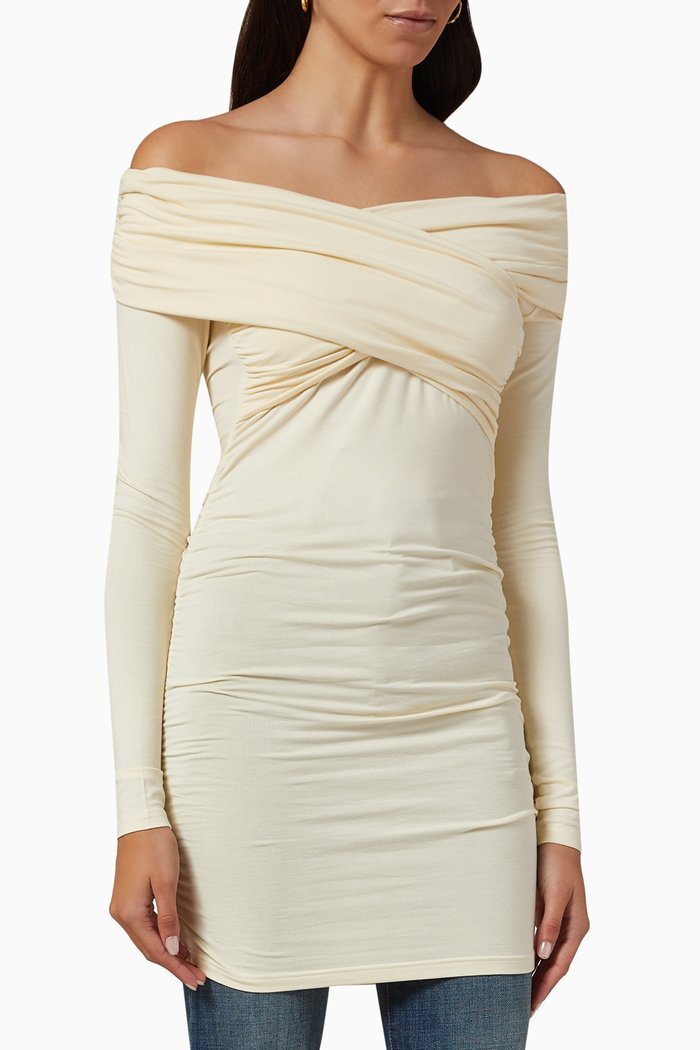 

Sandra Ruched Top in Jersey, Neutral