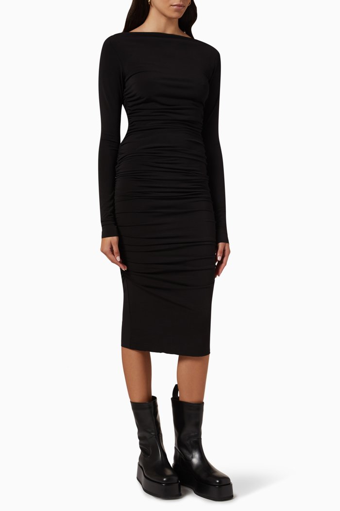 

Giselle Midi Dress in Stretch Jersey, Black