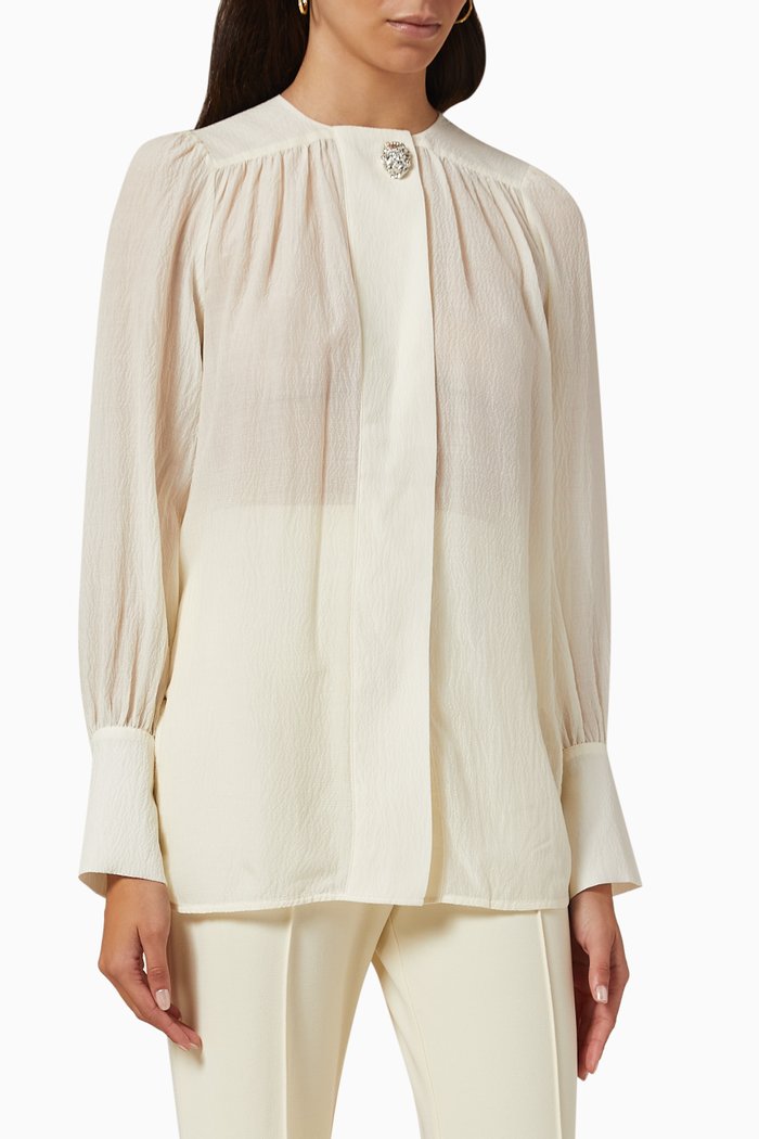 

Logan Textured Blouse in Cotton-blend, Neutral