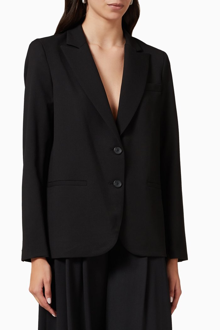 

Single-Breasted Boyfriend Blazer in Wool, Black