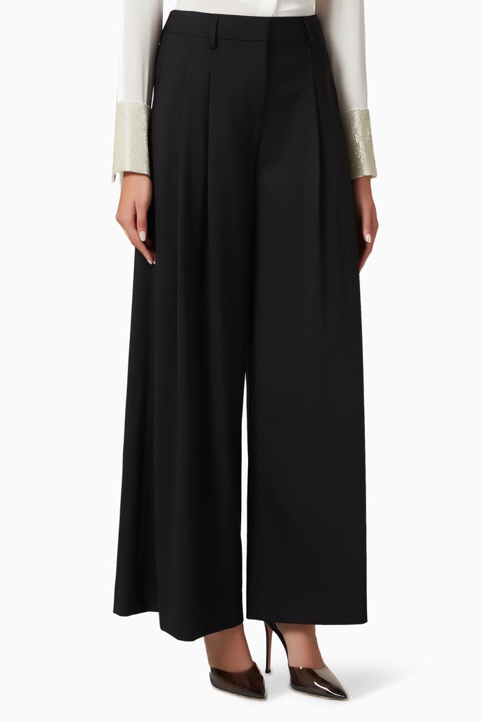 

Didi Pleated Pants in Wool, Black