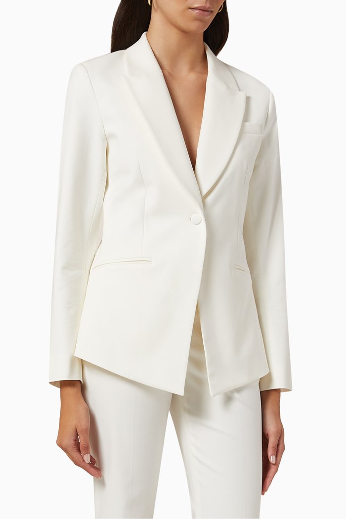 The Jillian Blazer in Stretch Cotton-sateen, Neutral
