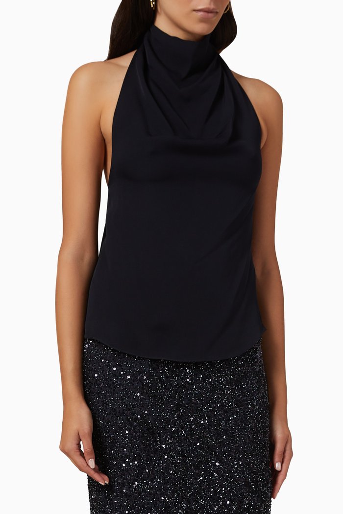

Friday Night Top in Silk Georgette, Blue