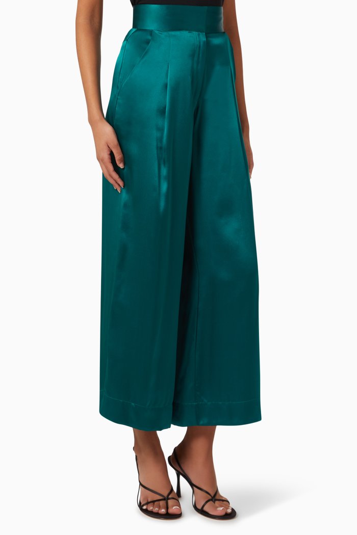 

Wide-leg Culottes in Satin, Blue