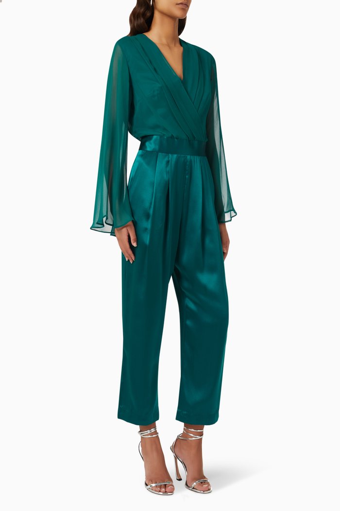

Straight-leg Jumpsuit in Satin, Blue