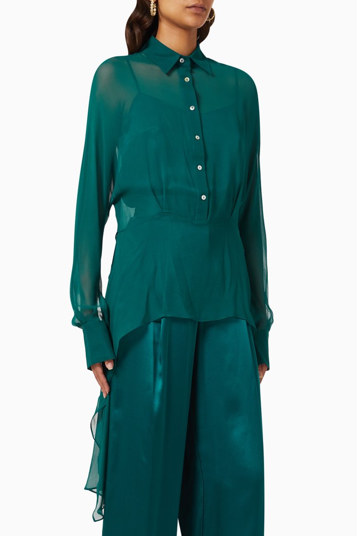 

Peplum Shirt in Silk, Blue
