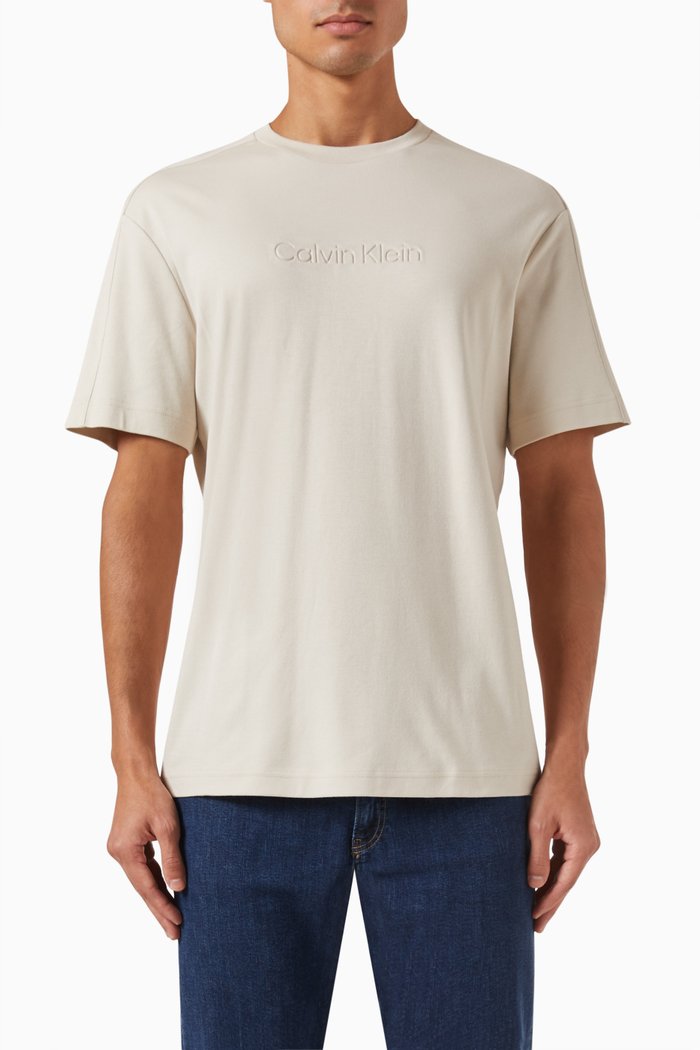 

Debossed Logo T-shirt in Organic Cotton Blend, Neutral