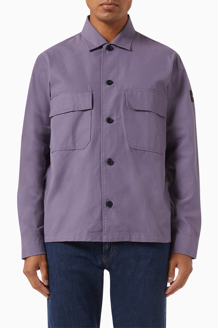 

Overshirt in Cotton-nylon Twill Blend, Purple