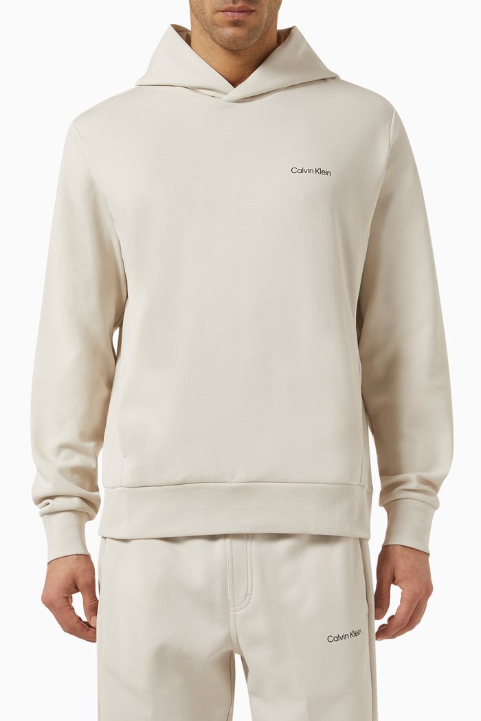 Logo Hoodie in Cotton, Neutral
